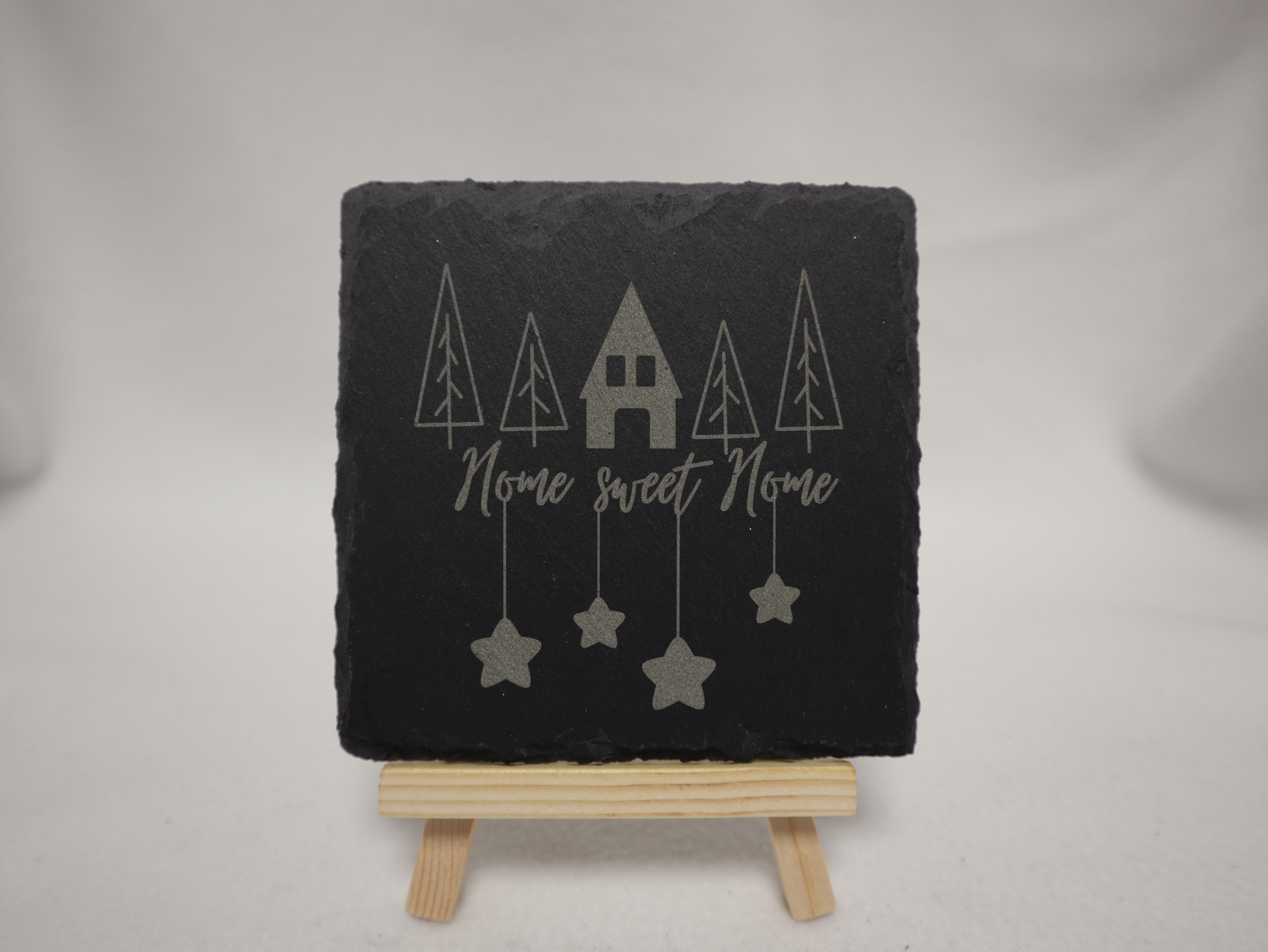 Home Sweet Home Lasergravur auf Schiefer-Untersetzer - Fischtown3D Schiffdorf