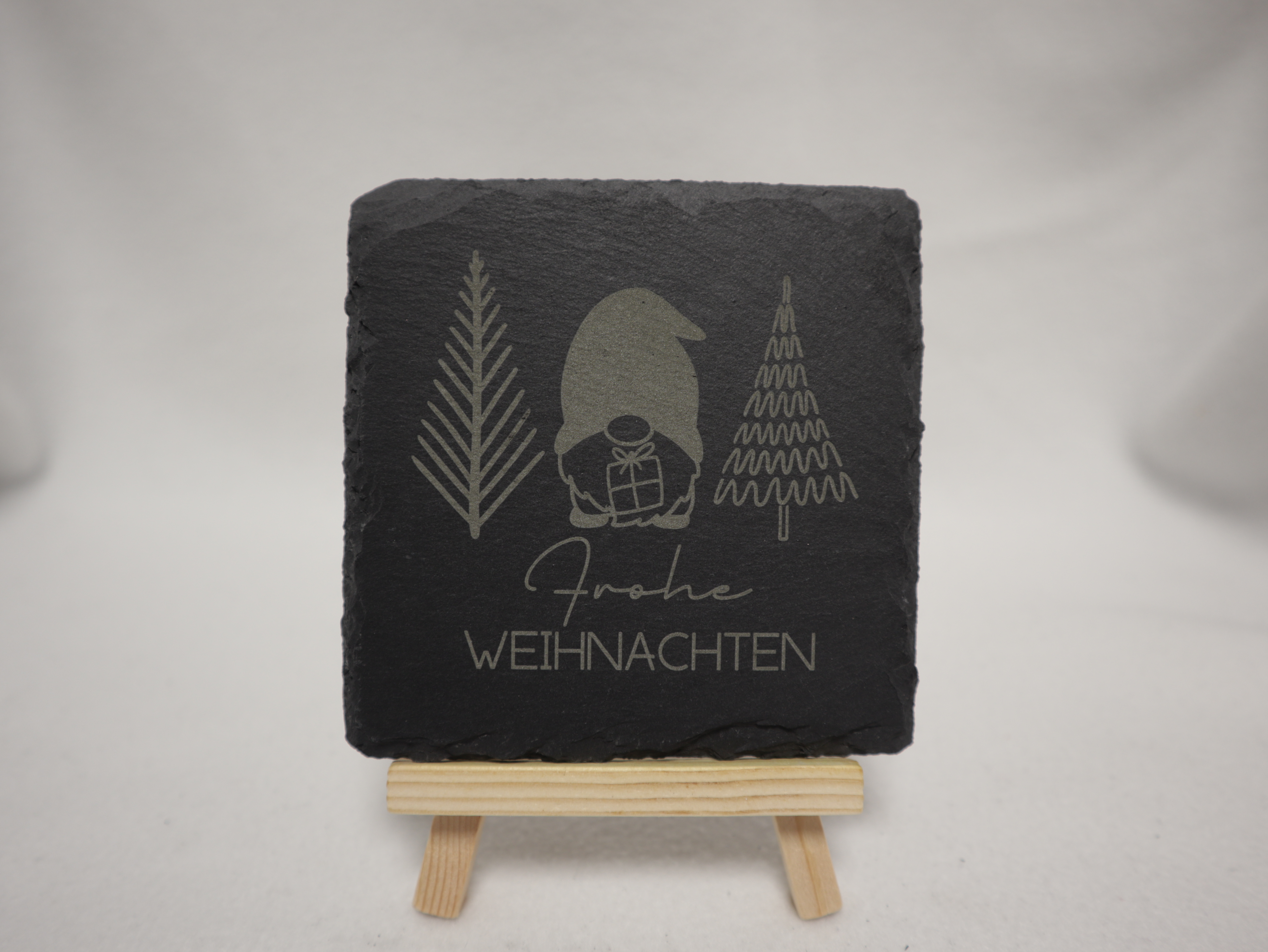 Frohe Weihnachten Lasergravur auf Schiefer - Fischtown3D Bremerhaven